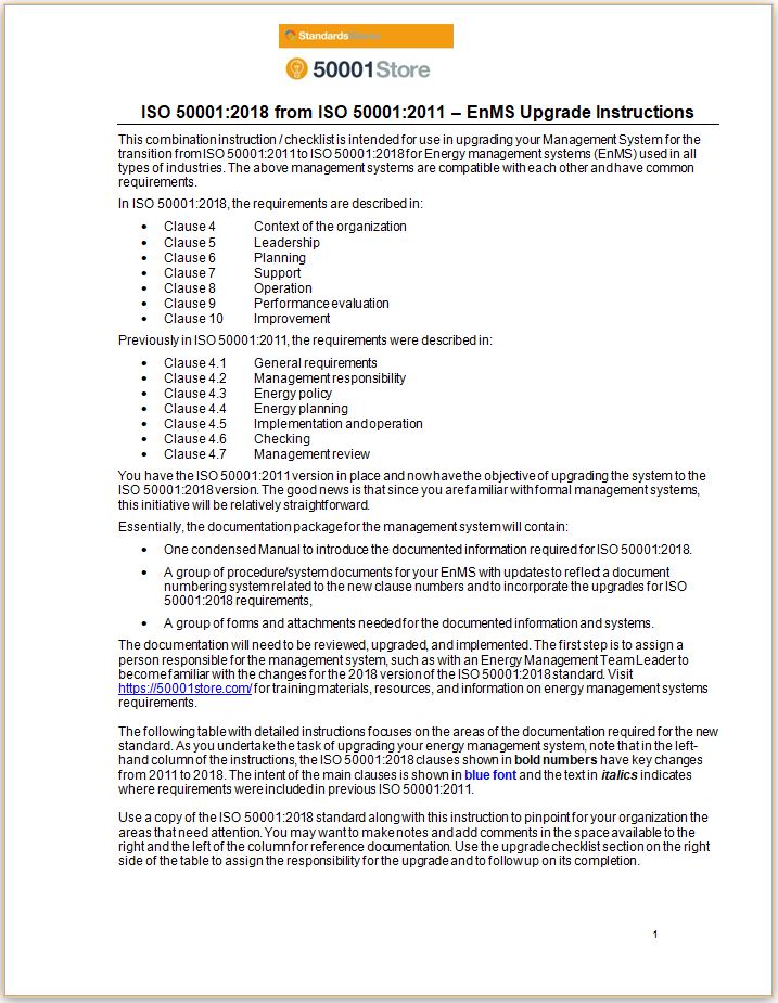 50001:2011 to 2018 Transition EnMS (2011>>2018)